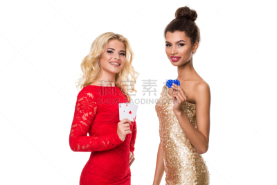 扑克,夜晚,长发,纸牌,金色头发,女人,衣服,进行中,拿着