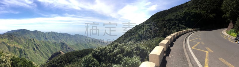 山,街道,地形,路,全景,森林,山景城,速降滑雪,天空,美