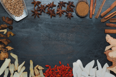 香料,草本,留白,豆芽,蒜瓣,水平画幅,茴芹,干的,辣椒粉,丁香
