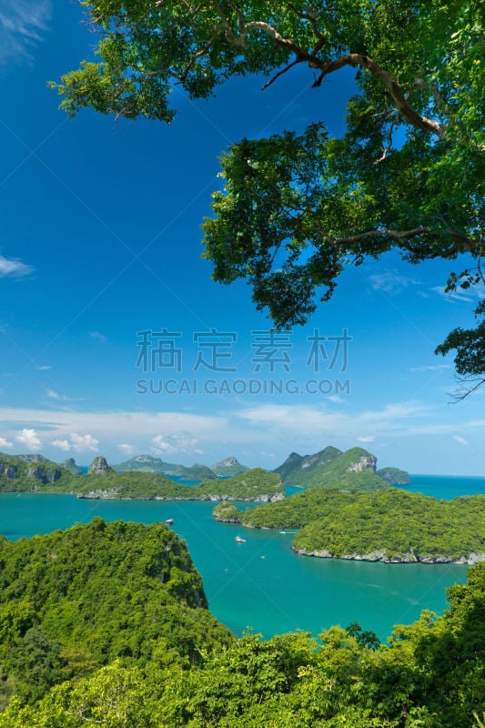 岛,视角,安通群岛国家海洋公园,苏梅岛,垂直画幅,天空,热带雨林,旅行者,户外,泰国