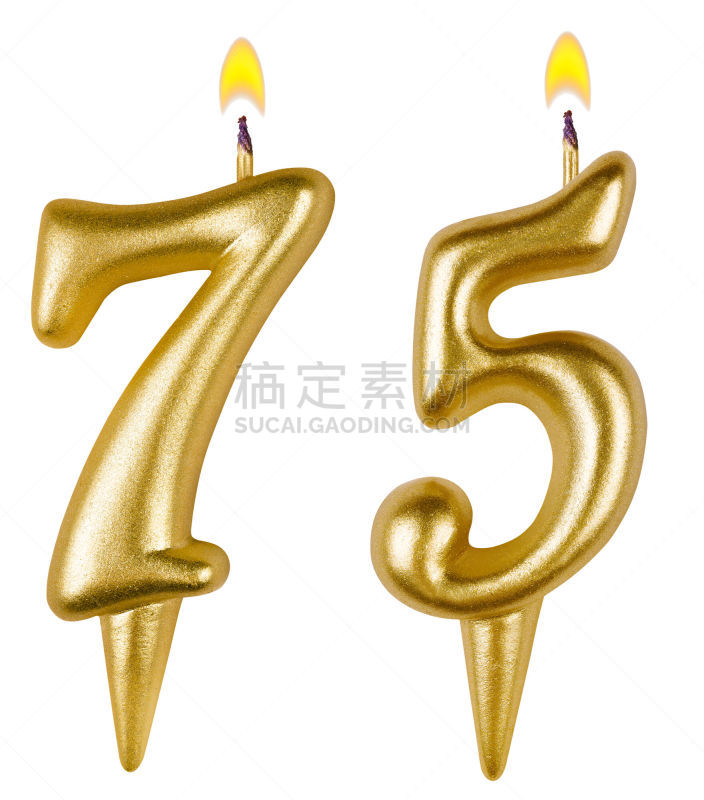 数字75,白色,生日蜡烛,分离着色,75周年纪念,数字7,垂直画幅,无人,符号,蛋糕