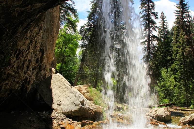 瀑布,湖,悬挂的,科罗拉多州,峡谷,岩石,自然,美国,水平画幅,夏天