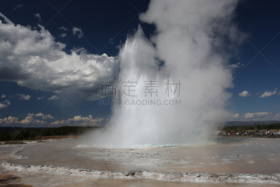 大泉间歇泉,下喷泉盆地,黄石公园,间歇泉,洛矶山脉,怀俄明,喷泉,水,天空,美国西部