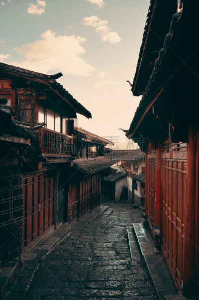 古老的,街道,丽江,垂直画幅,美国,建筑,无人,户外,都市风景,亚洲