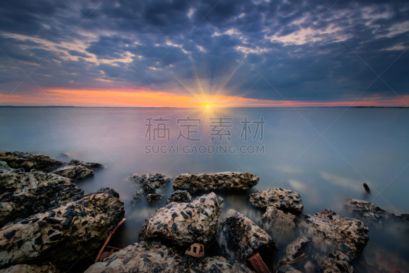 海景,水泥,岩石,桑迪胡克,运动衫,新泽西,自然,美,美国,水平画幅