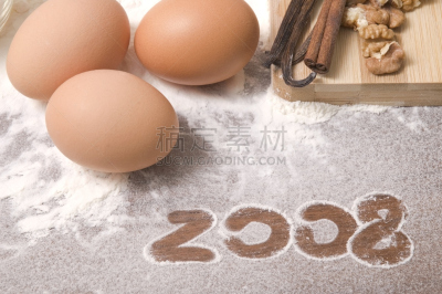 新年前夕,让,贞德,新的,甜点心,商业厨房,彩色图片,新年,冬天,晚餐
