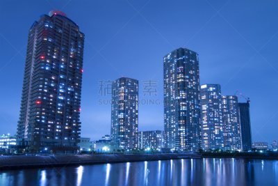 夜晚,城市,river sumida,未来,新的,水平画幅,建筑,无人,蓝色,城市天际线