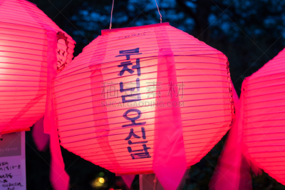 寺庙,江南区,佛陀的生日,纸灯笼,首尔,灯笼,旅游目的地,水平画幅,无人,生日