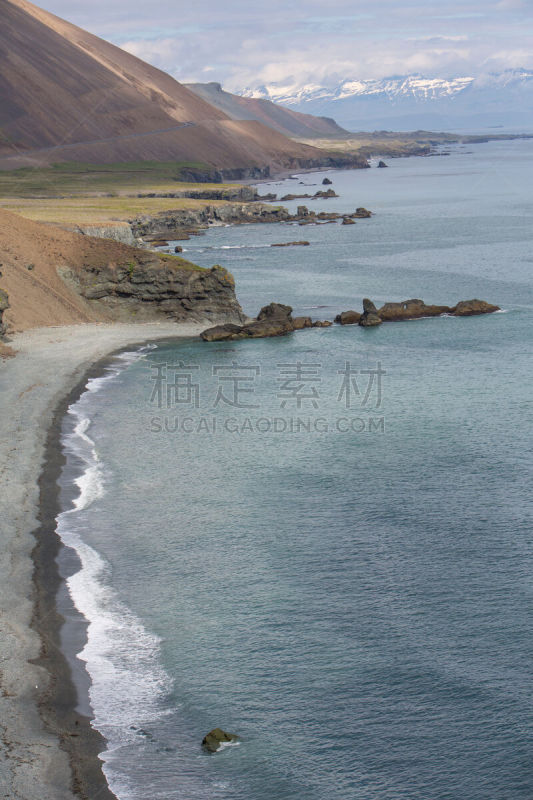 冰岛国,海岸线,东,垂直画幅,无人,大西洋,户外,海浪,海滩,山