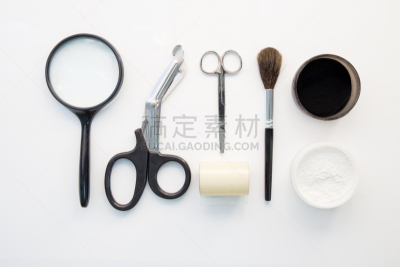 指纹,工具,分离着色,氧化锌,法学,爽身粉,水平画幅,警官,白色背景,科学