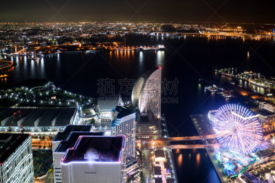 夜晚,冬天,横滨,日本,青少年,留白,休闲活动,纯净,光亮,国际著名景点
