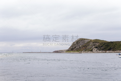海港,建筑物门,海岸线,水,天空,美,水平画幅,云,山,夏天