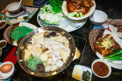 寿喜烧,泰国,曼谷,餐馆,波特派,鱼食,迷你型玉米,日式火锅菜,厨房秤,豆腐