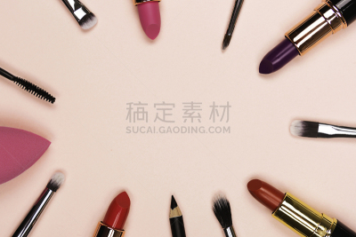 边框,化妆用品,粉色背景,扑面粉,舞台妆,专业人员,艺术家,睫毛膏,铅笔,女性特质