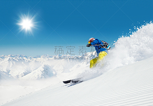 滑雪运动,男人,越野赛跑,速降滑雪,滑雪坡,水平画幅,雪,户外,男性,青年人