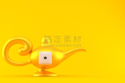 神灯,网络连接插头,空的,波兰,背景分离,彩色背景,妖怪,消息,神迹,黄色
