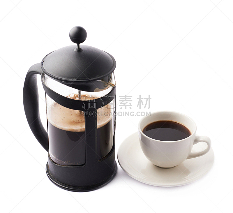 咖啡机,咖啡壶,水平画幅,无人,茶碟,早晨,饮料,特写,充满的,清新