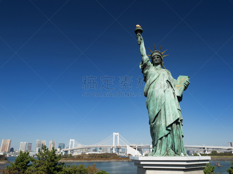 东京,台场,自由女神像,国内著名景点,城市生活,台场海滨公园,公园,水面,东京湾,户外