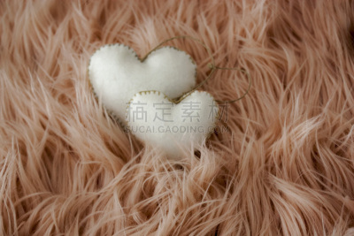 白色,纺织品,背景,数字2,粉色头发,动物心脏,可爱的,贺卡,背景分离,毛毡制品
