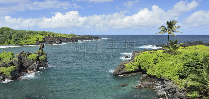 毛伊岛,夏威夷,海岸线,瓦讷帕纳帕州立公园,哈纳,火山岩,水,水平画幅,无人,户外