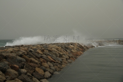 暴风雨,地中海,风,水平画幅,墙,无人,海啸,户外,海洋,防波堤
