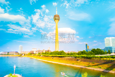 夏天,天空,杜赛尔多夫,欧洲,德国,蓝色,云,传媒,商务,海港