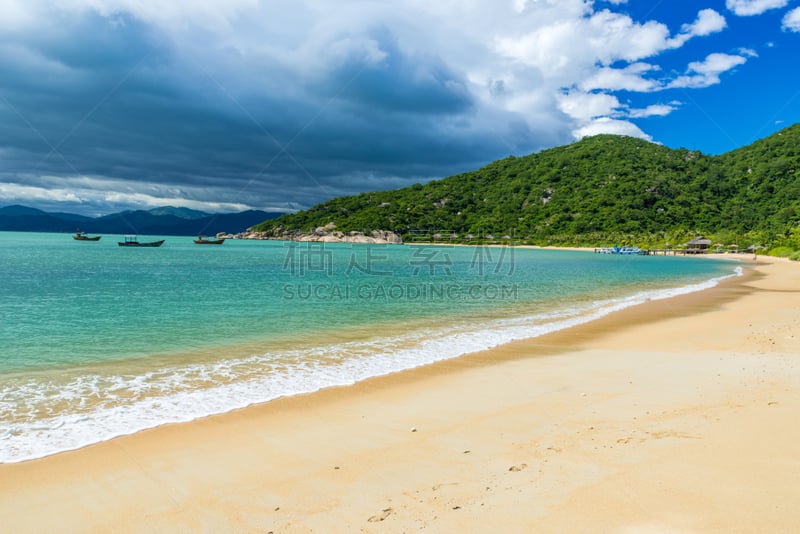 海滩,越南,自然美,海岸线,海湾,凡,水,天空,休闲活动,沙子