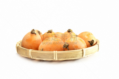 枇杷,水果,编篮子,果树,留白,水平画幅,无人,日本,浆果,白色背景