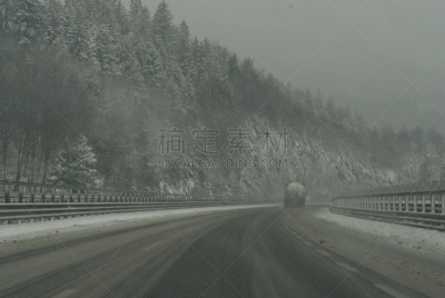 雪,汽车,波斯托伊纳,戈里,雨夹雪,滑的,尾灯,自然,寒冷,成一排