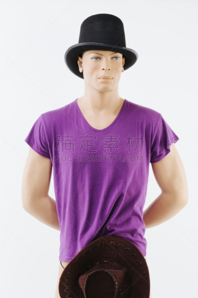 衣服,男性,人造模特,帽子,垂直画幅,t恤,时尚,白色背景,商店,牛仔