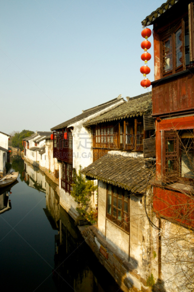 周庄,上海,连栋房屋,大运河,垂直画幅,灯笼,建筑,无人,乡村,户外