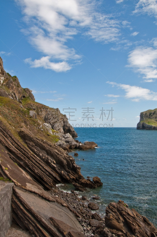 岩石,海洋,自然,垂直画幅,天空,宁静,悬崖,绿色,地形,无人