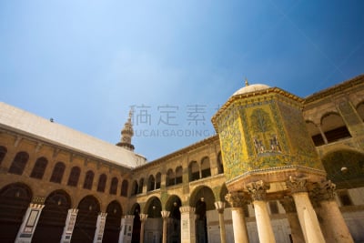 倭马亚大清真寺,大马士革,大清真寺,叙利亚,过时的,华丽的,古典式,阿拉伯风格,天空,建筑