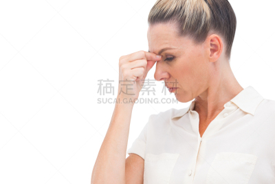 人的鼻子,女商人,正面视角,留白,头痛,水平画幅,智慧,美人,衬衫,白人