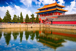 故宫,北京,古董,著名景点,水平画幅,夜晚,无人,禁止的,大门,国际著名景点