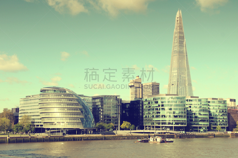 英国,伦敦,伦敦市政厅,碎片大厦,泰晤士河,市政厅,水平画幅,英格兰,阶调图片,都市风景