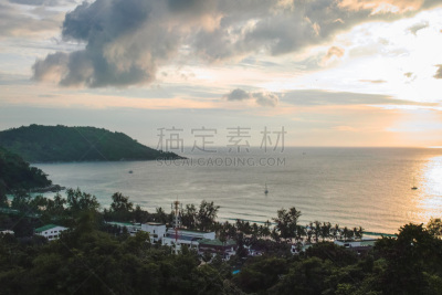 视角,泰国,普吉岛,高视角,国际著名景点,小卡塔海滩,船,曙暮光,热带气候,环境