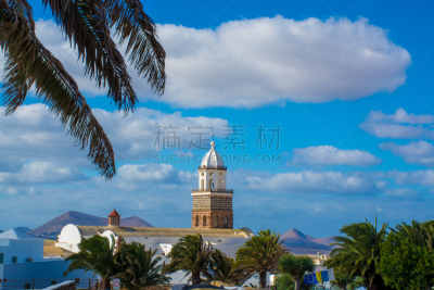 兰萨罗特岛,西班牙,加那利群岛,古城,天空,水平画幅,无人,传统,古老的