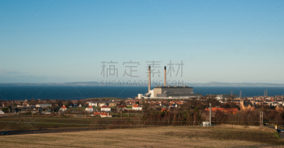 洛锡安东区,发电站,水平画幅,无人,苏格兰,户外,烟,烟囱,海洋,海岸线