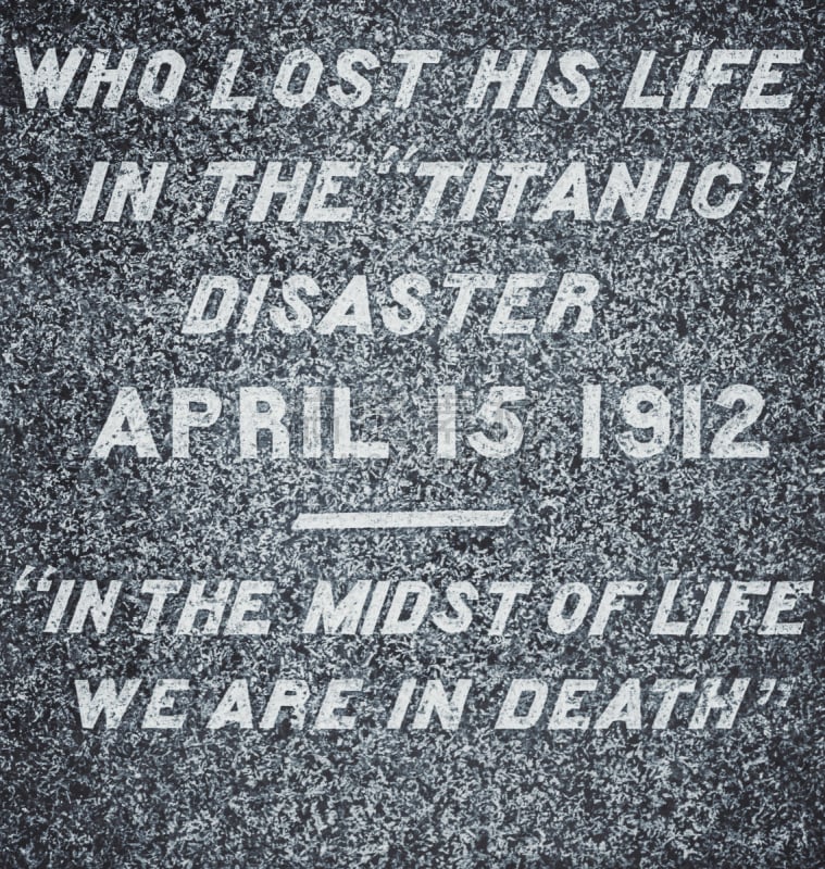 泰坦尼克号,墓碑,泰坦尼克号的残骸,1912,垂直画幅,纪念碑,客轮,文字,特写,花岗岩