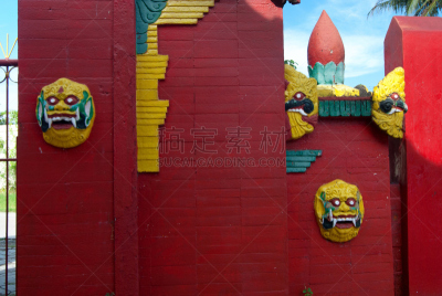 坦格朗,水平画幅,寺庙,无人,宝塔,印度尼西亚,摄影