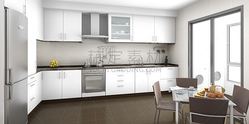 白色,室内,极简构图,厨房,褐色,水平画幅,墙,无人,微波炉,干净