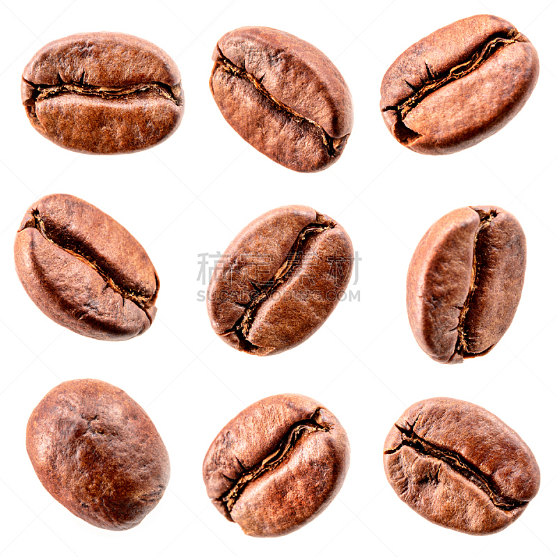 白色,咖啡豆,分离着色,咖啡生豆,烤咖啡豆,豆,咖啡,饮料,剪贴路径,暗色
