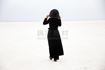 女人,在活动中,云景,浪漫,云,户外,少女,看,白色