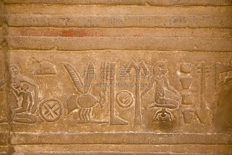 象形文字,埃及,泥墙画,古代文明,水平画幅,古代,符号,非洲,文字,石材