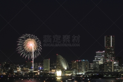 横滨,神奈川县,日本,海港,焰火,传统节日,横滨地标大厦,横滨高速铁路,萤火虫,摩天轮