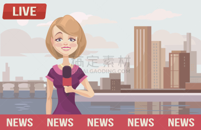 绘画插图,矢量,平坦的,卡通,传媒,动物,金色头发,女人,麦克风