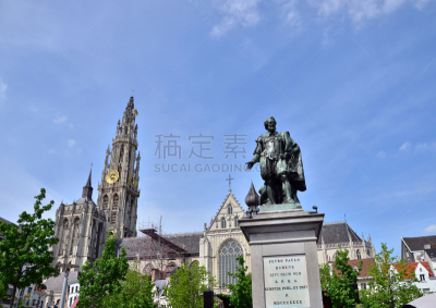 peter paul rubens,雕像,安特卫普,纪念碑,天空,艺术家,水平画幅,古老的