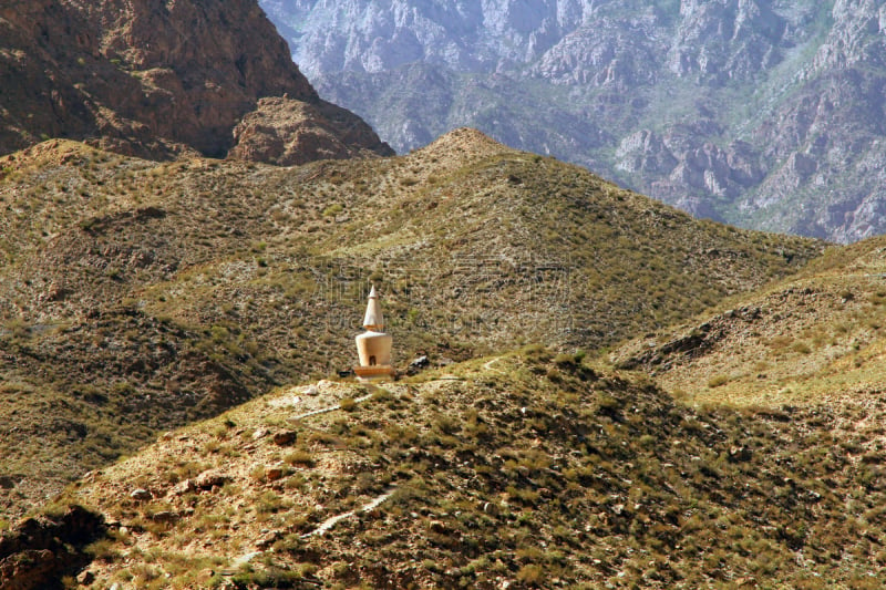 宁夏回族自治区,佛塔,佛教,中国,固原,小丘,藏族,美,水平画幅,山