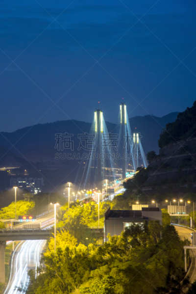 青马大桥,桥,垂直画幅,水,天空,水平画幅,夜晚,无人,陆用车,交通